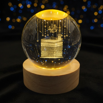 Crystal Ball 3D Khana Kaba Shape Night Lamp – Islamic Table Light For Prayer Rooms, Home Decor, And Gifting
